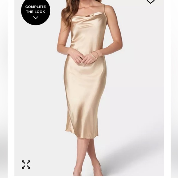 Bebe Elegant beige Satin Slip Dress size medium - Picture 1 of 1